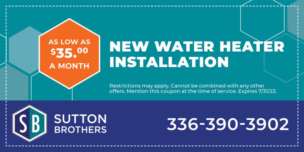 New Water Heater Installation as low as  a month. Restrictions may apply. Cannot be combined with any other offers. Mention this coupon at the time of service. Expires 7/31/23.