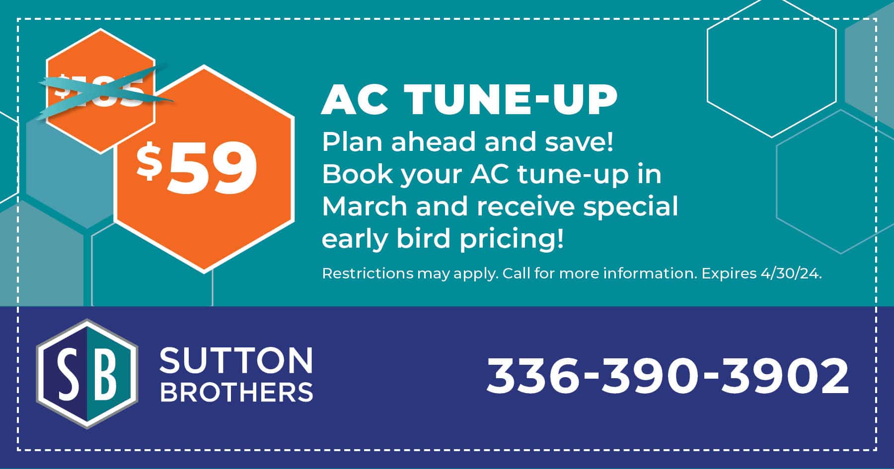 Get prepared for the upcoming heat and save--Schedule an AC Tune-up for just , normally 5, while appointments are available.